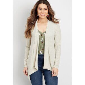 Maurices Lattice Back Open Front Cardigan Size 2X Long Sleeve Knitwear Neutral